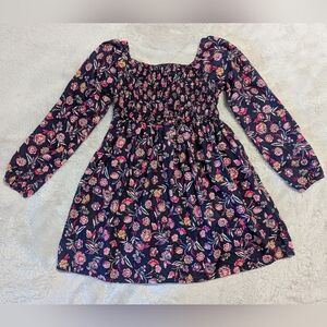 GAP Kids Smocked Navy Floral Long Sleeve Dress Size S (6/6X)